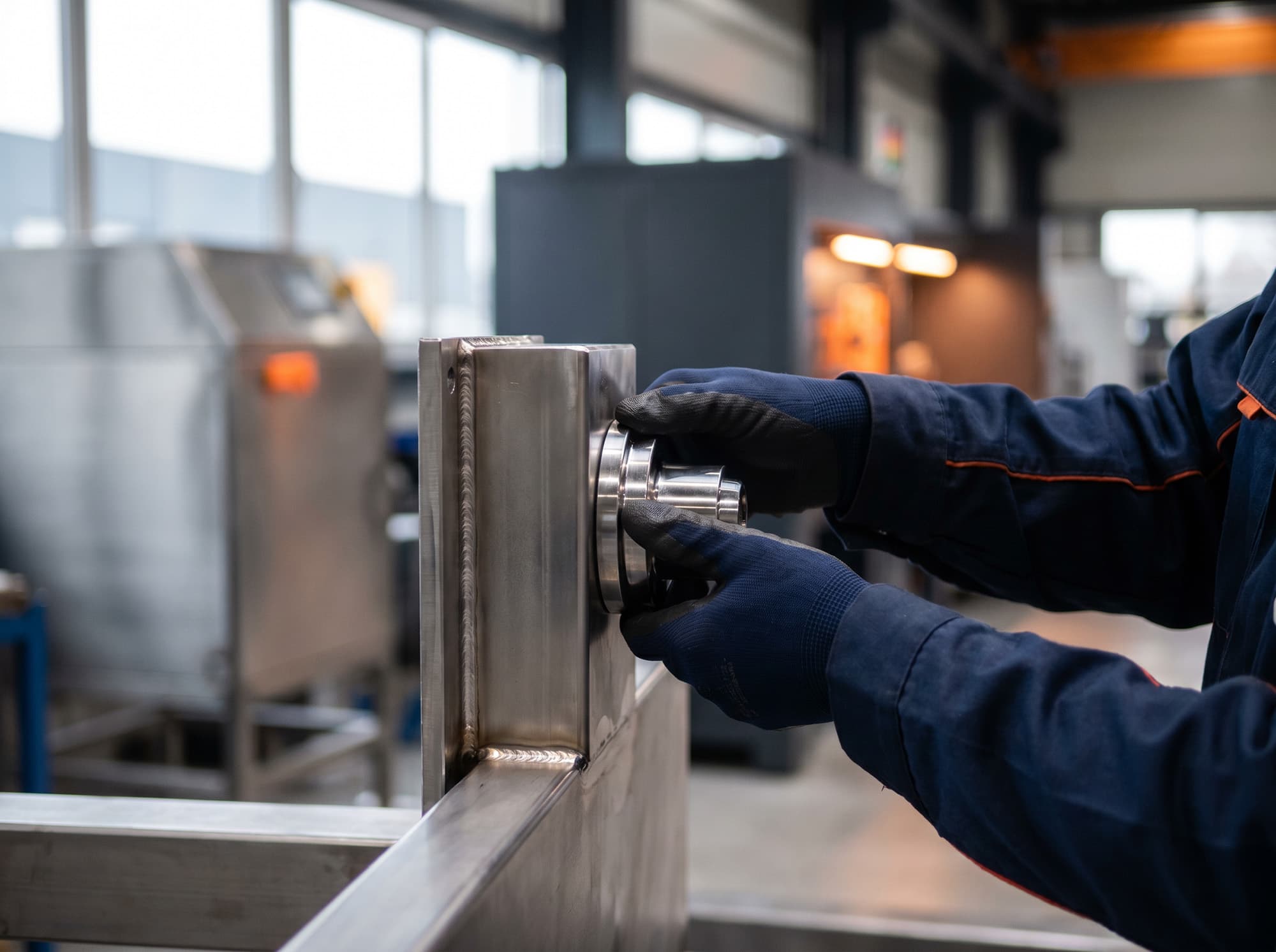 Detail view of a precision-manufactured steel component at Kapos Atlas