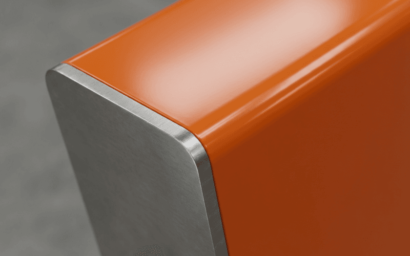 Close-up of a coated steel surface with high-quality finish